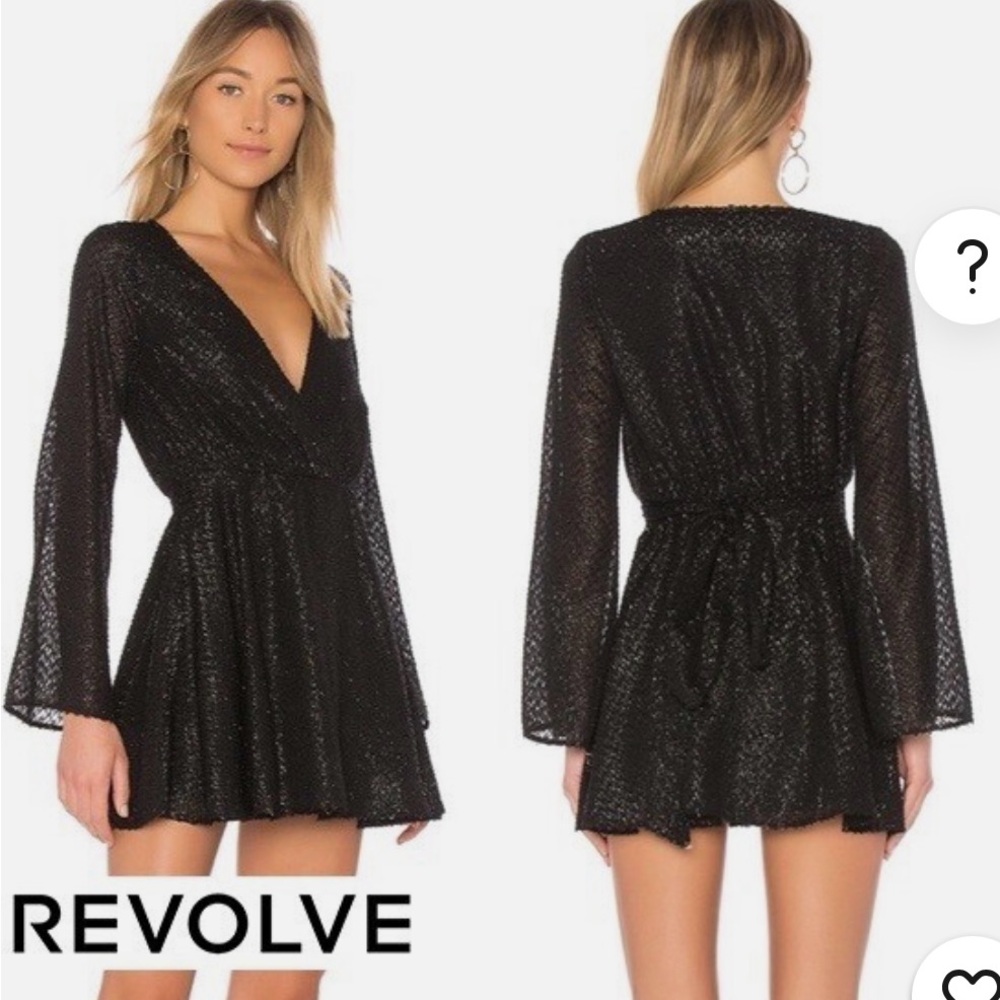 L’academie wrap black long sleeve dress